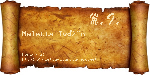 Maletta Iván névjegykártya